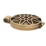 Maxbell 5 Pieces Flower Carving Photo Locket Pendant DIY Necklace Antique Bronze