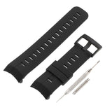 Maxbell Stainless Steel Waterproof Silicone Watch Strap for Suunto Black