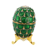 Maxbell Mini Enamel Rhinestone Easter Egg Jewelry Box Wedding Ring Box Green