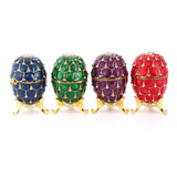 Maxbell Mini Enamel Rhinestone Easter Egg Jewelry Box Wedding Ring Box Green