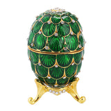 Maxbell Mini Enamel Rhinestone Easter Egg Jewelry Box Wedding Ring Box Green