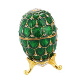 Maxbell Mini Enamel Rhinestone Easter Egg Jewelry Box Wedding Ring Box Green