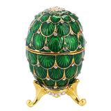 Maxbell Mini Enamel Rhinestone Easter Egg Jewelry Box Wedding Ring Box Green