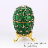 Maxbell Mini Enamel Rhinestone Easter Egg Jewelry Box Wedding Ring Box Green