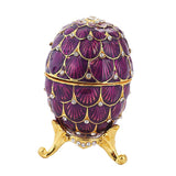 Maxbell Mini Enamel Rhinestone Easter Egg Jewelry Box Wedding Ring Box Purple