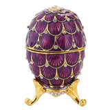 Maxbell Mini Enamel Rhinestone Easter Egg Jewelry Box Wedding Ring Box Purple