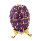 Maxbell Mini Enamel Rhinestone Easter Egg Jewelry Box Wedding Ring Box Purple