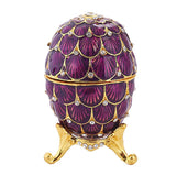 Maxbell Mini Enamel Rhinestone Easter Egg Jewelry Box Wedding Ring Box Purple