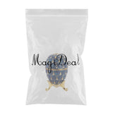 Maxbell Mini Enamel Rhinestone Easter Egg Jewelry Box Wedding Ring Box Dark Blue