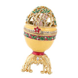 Maxbell Decorative Hollow Colorful Crystal Enameled Leaf Flower Gold Egg Trinket Box Jewelry Box Easter Decor Home Collectibles