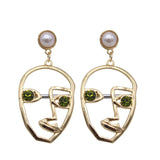 Maxbell Fashion Personality Alloy Hollowe Face Mask Stud Earring Jewelry  Green eye