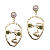 Maxbell Fashion Personality Alloy Hollowe Face Mask Stud Earring Jewelry  Green eye