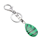 Maxbell Cute Waterdrop SHape Gemstone Pendant Keychain Keyring DIY Malachite