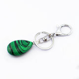 Maxbell Cute Waterdrop SHape Gemstone Pendant Keychain Keyring DIY Malachite