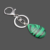Maxbell Cute Waterdrop SHape Gemstone Pendant Keychain Keyring DIY Malachite