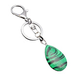 Maxbell Cute Waterdrop SHape Gemstone Pendant Keychain Keyring DIY Malachite