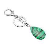 Maxbell Cute Waterdrop SHape Gemstone Pendant Keychain Keyring DIY Malachite