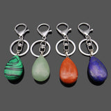 Maxbell Cute Waterdrop SHape Gemstone Pendant Keychain Keyring DIY Dark Blue