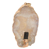 Maxbell Natural Women Lady Agate Crystal Pendant Necklace Accessory Gold and Black