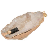 Maxbell Natural Women Lady Agate Crystal Pendant Necklace Accessory Gold and Black