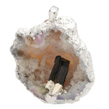 Maxbell Natural Women Lady Agate Crystal Pendant Necklace Accessory Silver and Black