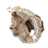 Maxbell Natural Women Lady Agate Crystal Pendant Necklace Accessory Silver and Black