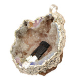 Maxbell Natural Women Lady Agate Crystal Pendant Necklace Accessory Silver and Black