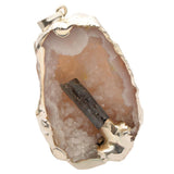 Maxbell Natural Women Lady Agate Crystal Pendant Necklace Accessory Silver and Blue