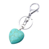 Maxbell Heart Shape Gemstone Pendant Keychain Keyring DIY Necklace Jewelry Green Turquoise