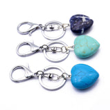 Maxbell Heart Shape Gemstone Pendant Keychain Keyring DIY Necklace Jewelry Green Turquoise