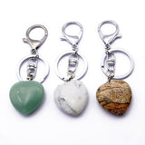 Maxbell Heart Shape Gemstone Pendant Keychain Keyring DIY Necklace Jewelry Green Turquoise