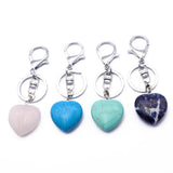 Maxbell Heart Shape Gemstone Pendant Keychain Keyring DIY Necklace Jewelry Green Turquoise