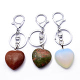 Maxbell Heart Shape Gemstone Pendant Keychain Keyring DIY Necklace Jewelry Green Turquoise