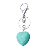 Maxbell Heart Shape Gemstone Pendant Keychain Keyring DIY Necklace Jewelry Green Turquoise