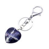 Maxbell Heart Shape Gemstone Pendant Keychain Keyring DIY Necklace Jewelry Blue