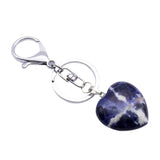 Maxbell Heart Shape Gemstone Pendant Keychain Keyring DIY Necklace Jewelry Blue