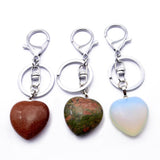 Maxbell Heart Shape Gemstone Pendant Keychain Keyring DIY Necklace Jewelry Blue