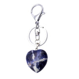 Maxbell Heart Shape Gemstone Pendant Keychain Keyring DIY Necklace Jewelry Blue