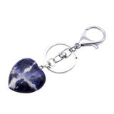 Maxbell Heart Shape Gemstone Pendant Keychain Keyring DIY Necklace Jewelry Blue