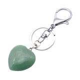 Maxbell Heart Shape Gemstone Pendant Keychain Keyring DIY Necklace Jewelry Green