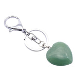 Maxbell Heart Shape Gemstone Pendant Keychain Keyring DIY Necklace Jewelry Green