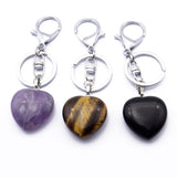 Maxbell Heart Shape Gemstone Pendant Keychain Keyring DIY Necklace Jewelry Green