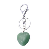 Maxbell Heart Shape Gemstone Pendant Keychain Keyring DIY Necklace Jewelry Green