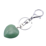 Maxbell Heart Shape Gemstone Pendant Keychain Keyring DIY Necklace Jewelry Green