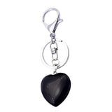 Maxbell Heart Shape Gemstone Pendant Keychain Keyring DIY Necklace Jewelry Black 2