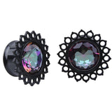 Maxbell 2pcs Crystal Stainless Steel Ear Plug Flesh Ear Plug Tunnel Expander 16mm
