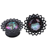 Maxbell 2pcs Crystal Stainless Steel Ear Plug Flesh Ear Plug Tunnel Expander 16mm