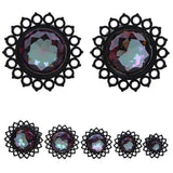 Maxbell 2pcs Crystal Stainless Steel Ear Plug Flesh Ear Plug Tunnel Expander 16mm