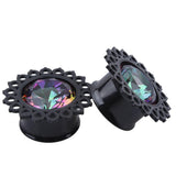 Maxbell 2pcs Crystal Stainless Steel Ear Plug Flesh Ear Plug Tunnel Expander 16mm
