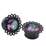 Maxbell 2pcs Crystal Stainless Steel Ear Plug Flesh Ear Plug Tunnel Expander 16mm